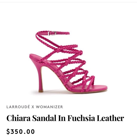 LARROUDÉ X WOMANIZER + Chiara Sandal in Fuchsia Leather braided Heeled Size 8 - Picture 2 of 11